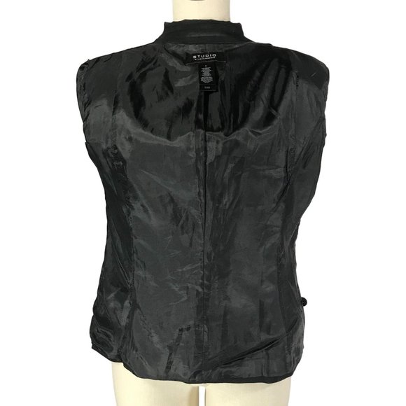 Studio Liz Claiborne Size 8 Black Button Front Blazer Jacket 3/4 Sleeves Stretch - Picture 5 of 9